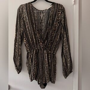 12th Tribe (Honey Punch) Black and Brown Tribal Romper